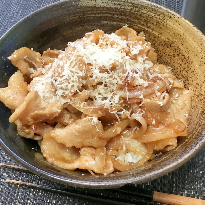 ガッツリ飯☆チーズ味噌生姜焼き丼